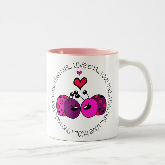 Valentijn Love Bug Tweekleurige Koffiemok (Rechts)