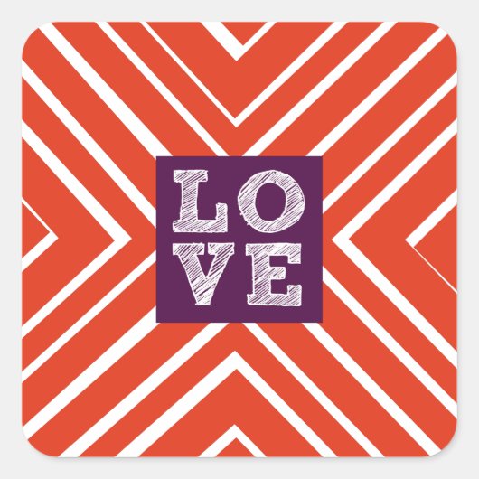 Valentijn LOVE Bullseye Vierkante Sticker (Voorkant)