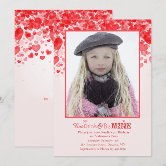 Valentijn Love Fotouitnodiging Kaart (Voorkant / Achterkant)