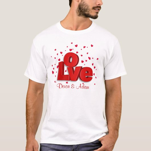 Valentijn LOVE gepersonaliseerd T-shirt (Voorkant)