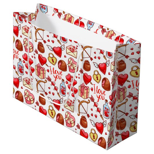 Valentijn Love Gift Bag Groot Cadeauzakje (Voorkant Gekanteld)