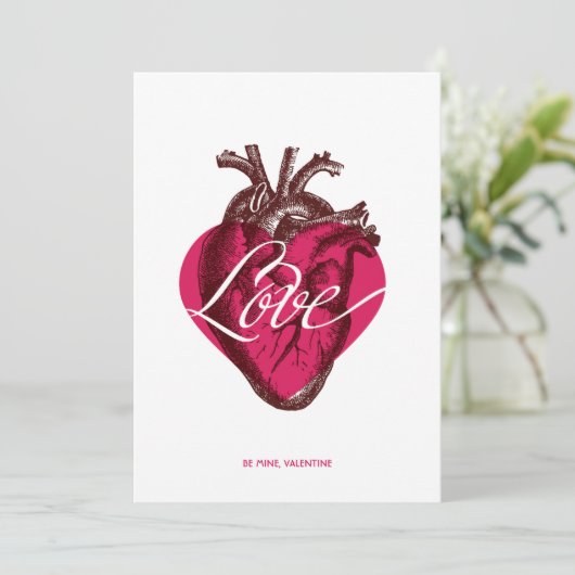 Valentijn LOVE Heart Flat Kaart. Kaart (Staand voorkant)