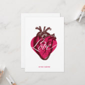 Valentijn LOVE Heart Flat Kaart. Kaart (Voorkant / Achterkant in situ)