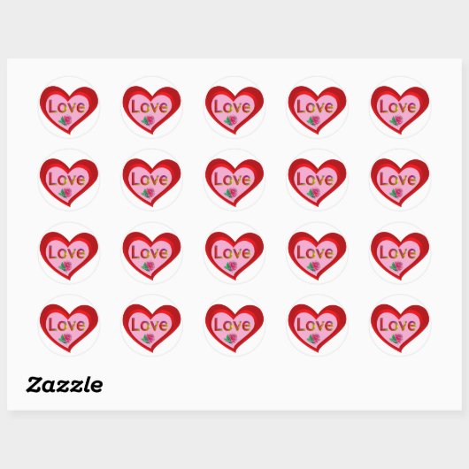 Valentijn Love Heart Stickers (Vel)