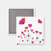 Valentijn Love Hearts and Butterflies Magneet (Voorkant / Achterkant)
