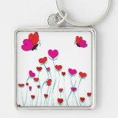 Valentijn Love Hearts and Butterflies Sleutelhanger (Voorkant)
