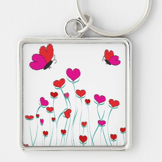 Valentijn Love Hearts and Butterflies Sleutelhanger (Voorkant)