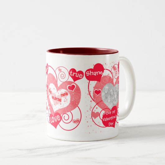 Valentijn Love Hearts Custom Foto & Text Mok (Voorkant rechts)