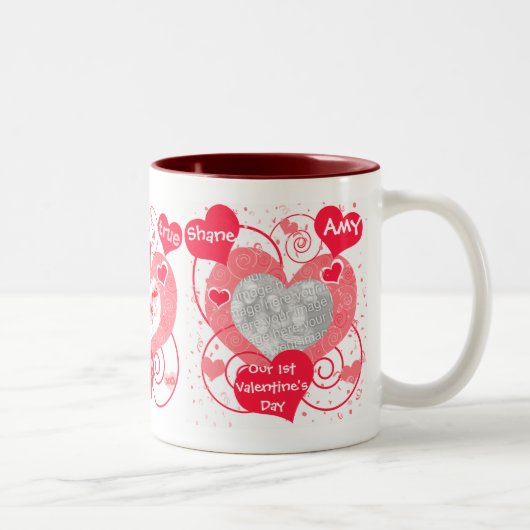 Valentijn Love Hearts Custom Foto & Text Mok (Rechts)