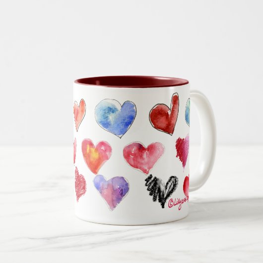 Valentijn Love Hearts Mok 3 of 4 (Voorkant rechts)