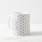 Valentijn Love Hearts Paarse Monogram Koffiemok (Voorkant links)