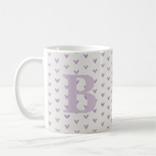 Valentijn Love Hearts Paarse Monogram Koffiemok