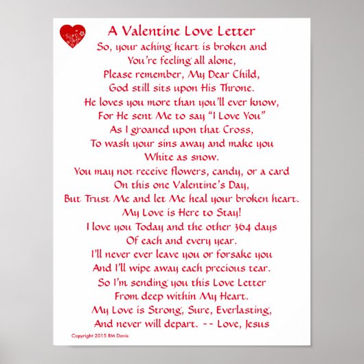 Valentijn Love Letter Poster (Voorkant)