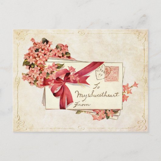  Valentijn Love Letters and Flowers Feestdagenkaart (Voorkant)