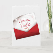 Valentijn Love Note in Red Envelope Card Kaart (Voorkant)