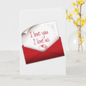 Valentijn Love Note in Red Envelope Card Kaart (Gele Bloem)