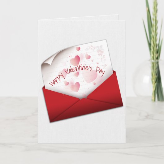 Valentijn Love Note in Red Envelope Kaart (Voorkant)