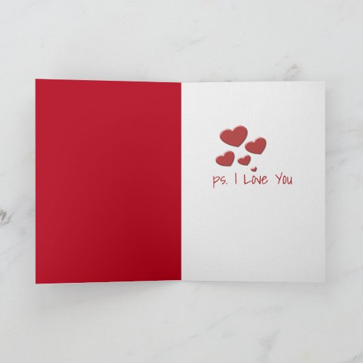 Valentijn Love Note in Red Envelope Kaart (Binnen)