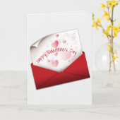 Valentijn Love Note in Red Envelope Kaart (Gele Bloem)
