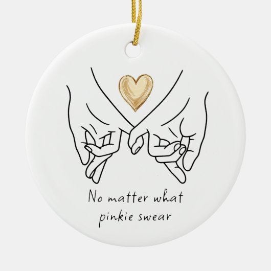 Valentijn Love Paar Goud Hart Pinkie Zweer Keramisch Ornament (Voorkant)