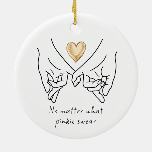 Valentijn Love Paar Goud Hart Pinkie Zweer Keramisch Ornament (Achterkant)