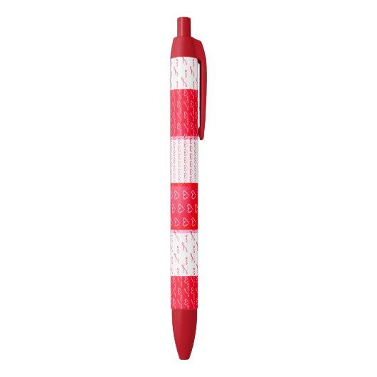 Valentijn Love Pattern Red Zwarte Inkt Pen (Achterkant (Verticaal))