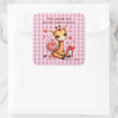 Valentijn Love Rose Boeket Giraffe Vierkante Sticker (Tas)