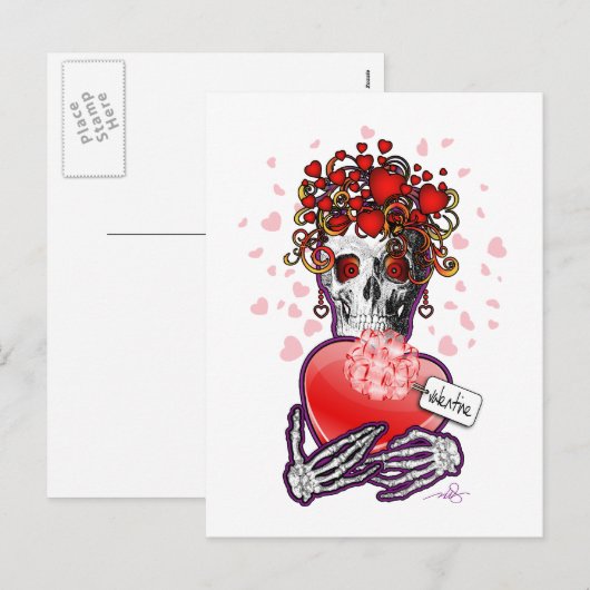 Valentijn Love Skull Feestdagenkaart (Voorkant / Achterkant)
