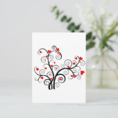 Valentijn love tree met rode harten briefkaart (Staand voorkant)