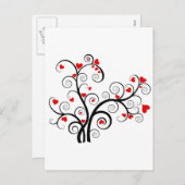 Valentijn love tree met rode harten briefkaart (Voorkant / Achterkant)