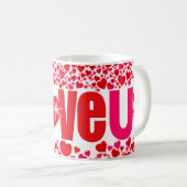 Valentijn " love u " geeft rode roze & witte mok h (Voorkant rechts)