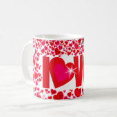 Valentijn " love u " geeft rode roze & witte mok h (Voorkant links)