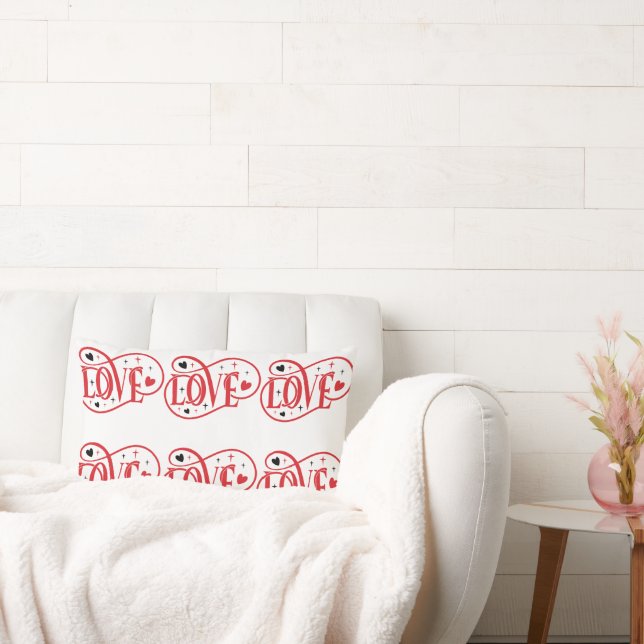 Valentijn LOVE woord Rood op Wit Kussen (Bank)