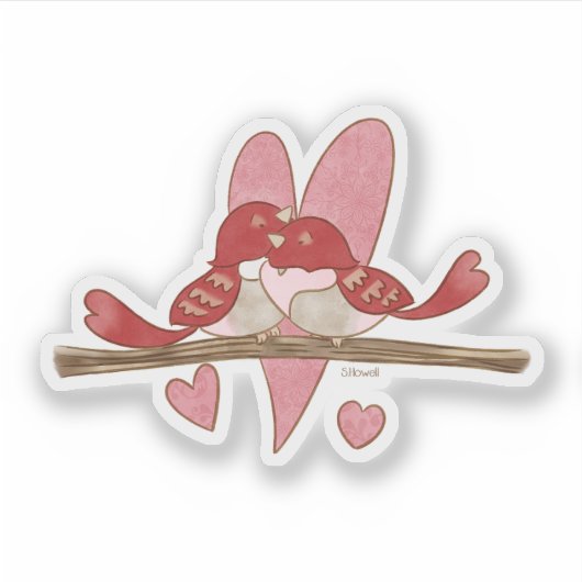 Valentijn Lovebirds Sticker (Voorkant)