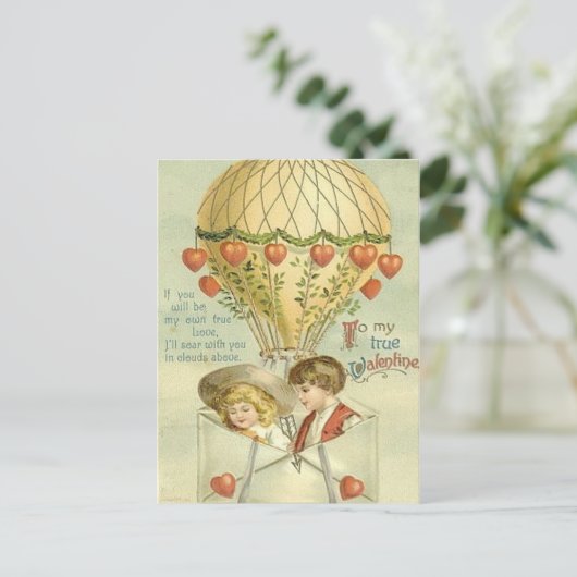  Valentijn-luchtballon Feestdagenkaart (Staand voorkant)