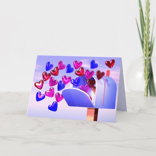 Valentijn maakt mailbox harten feestdagen kaart (Voorkant)