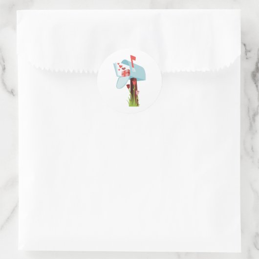Valentijn Mailbox Ronde Sticker (Tas)