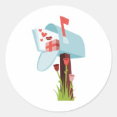 Valentijn Mailbox Ronde Sticker (Voorkant)