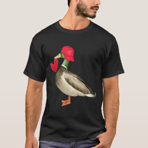 Valentijn Mallard Eend Retro Groovy Hartjes Valent T-shirt