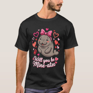Valentijn Manatee Schattig Dier Cadeau Hartjes Zal T-shirt