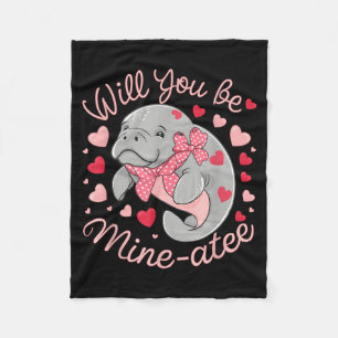 Valentijn Manatee Schattig Dier Hartjes Wil Je Mij Fleece Deken