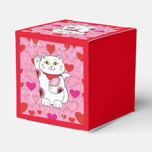 Valentijn Maneki Neko Lucky Cat Bedankdoosjes (Achterkant)