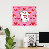 Valentijn Maneki Neko Lucky Cat Poster (Thuiskantoor)