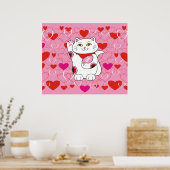 Valentijn Maneki Neko Lucky Cat Poster (Keuken)