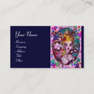 VALENTIJN MASKERADE MASKERS,CONFETTI,roze blauw Visitekaartje