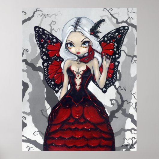 Valentijn Masquerade gothic fairy Art Print (Voorkant)