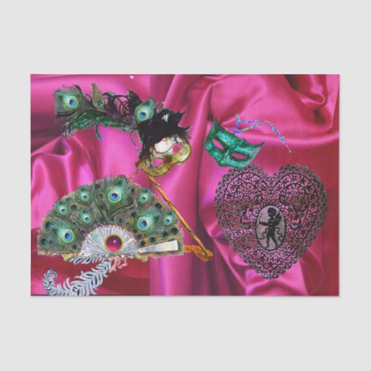 VALENTIJN MASQUERADE MASKERS, KANT HART, PAUW FAN TISSUEPAPIER (Voorkant)