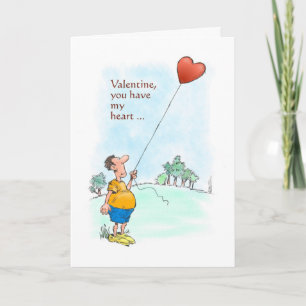 Valentijn meester met cartoon helium hart feestdagen kaart