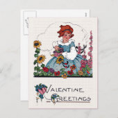 Valentijn meisje in de Kaart van de bloem (Voorkant / Achterkant)