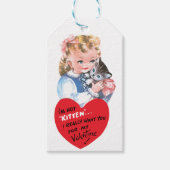 Valentijn Meisje met Kitten Heart Cadeaulabel (Voorkant)